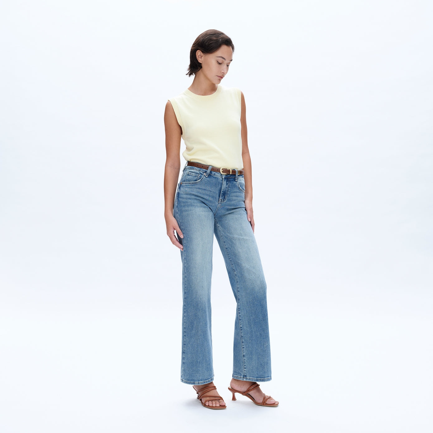 Mid Rise Straight Leg Jeans
