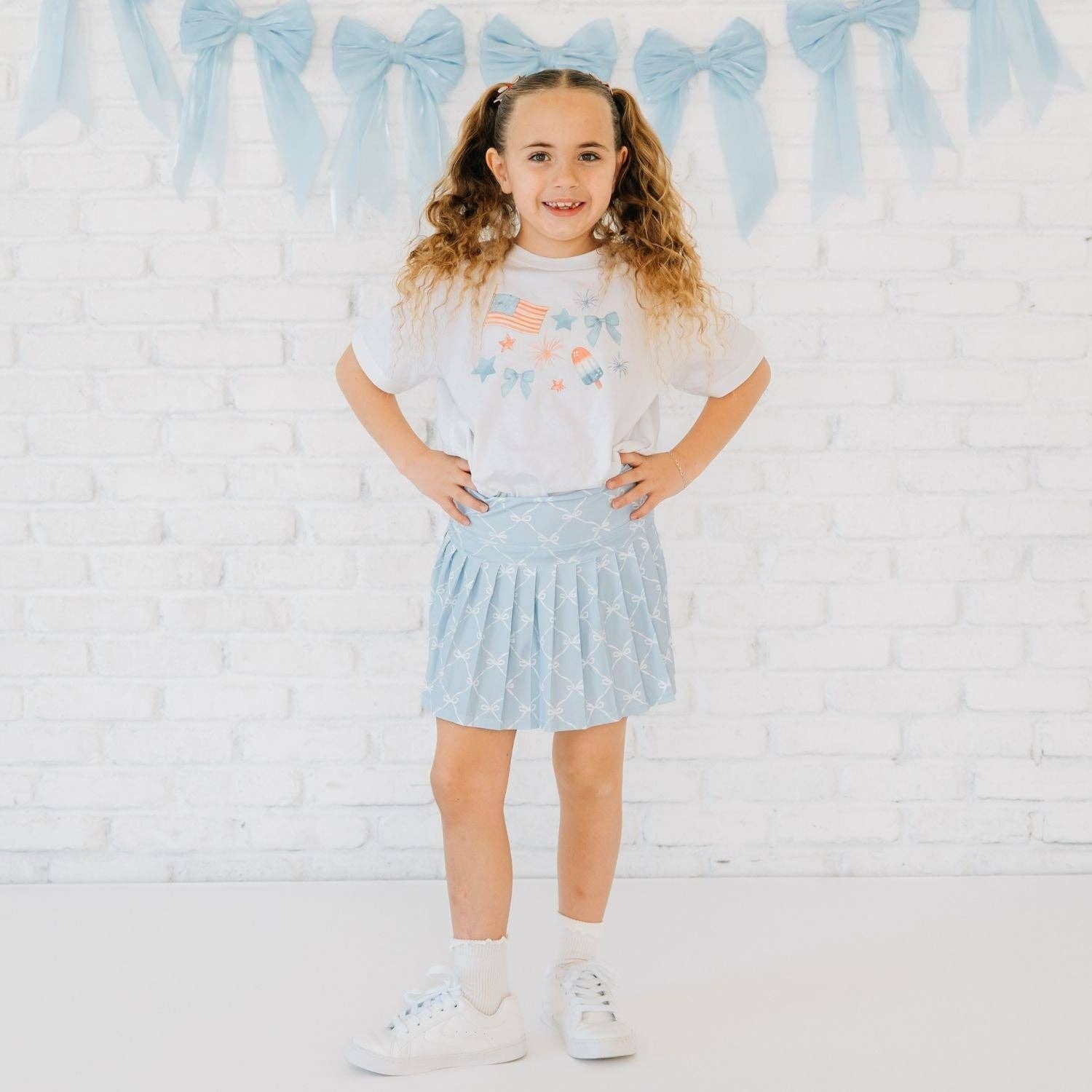 Blue Bow Athletic Skort