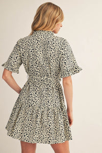 Leopard Ruffle Tie Dress