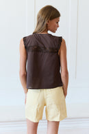 Lace Trim Tie-Front Top