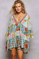 Sleeveless V-neck Printed Dress