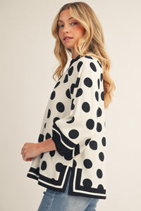 Side Slit Polka Dot Blouse