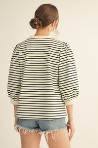 Icon Embroidered Striped Top