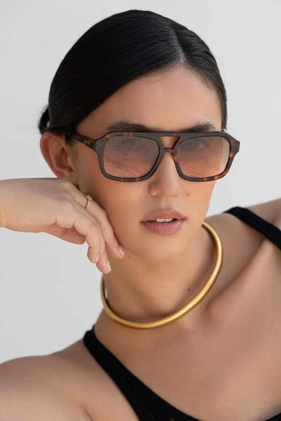 Havana Acetate Aviator Sunglasses