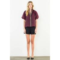 Polka Dot Puff Sleeve Top