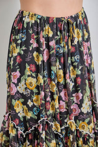 Floral Tiered Midi Skirt