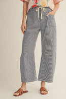 Navy Striped Barrel Jeans