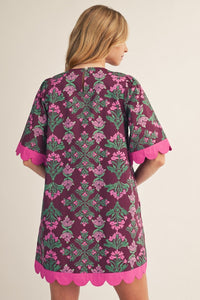 Scallop Edge Baroque Mini Dress