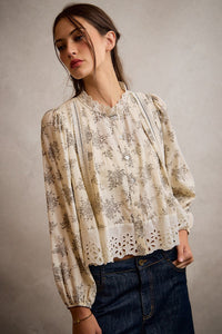 Lace Trim Floral Blouse