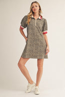 Contrast Collar Leopard Mini Dress