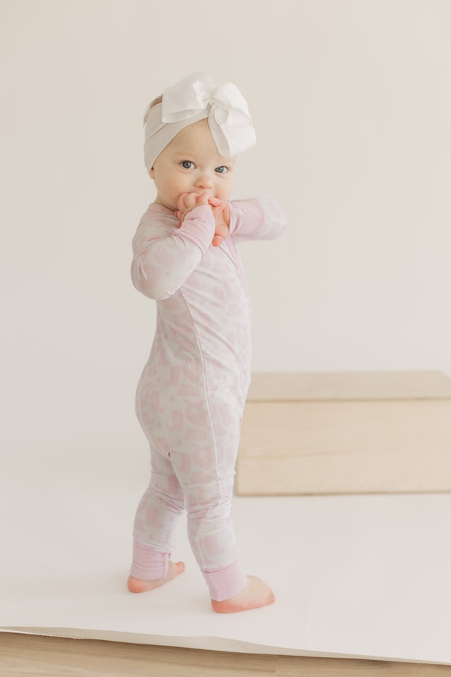 Pink Watercolor Cowboy Zipper Romper