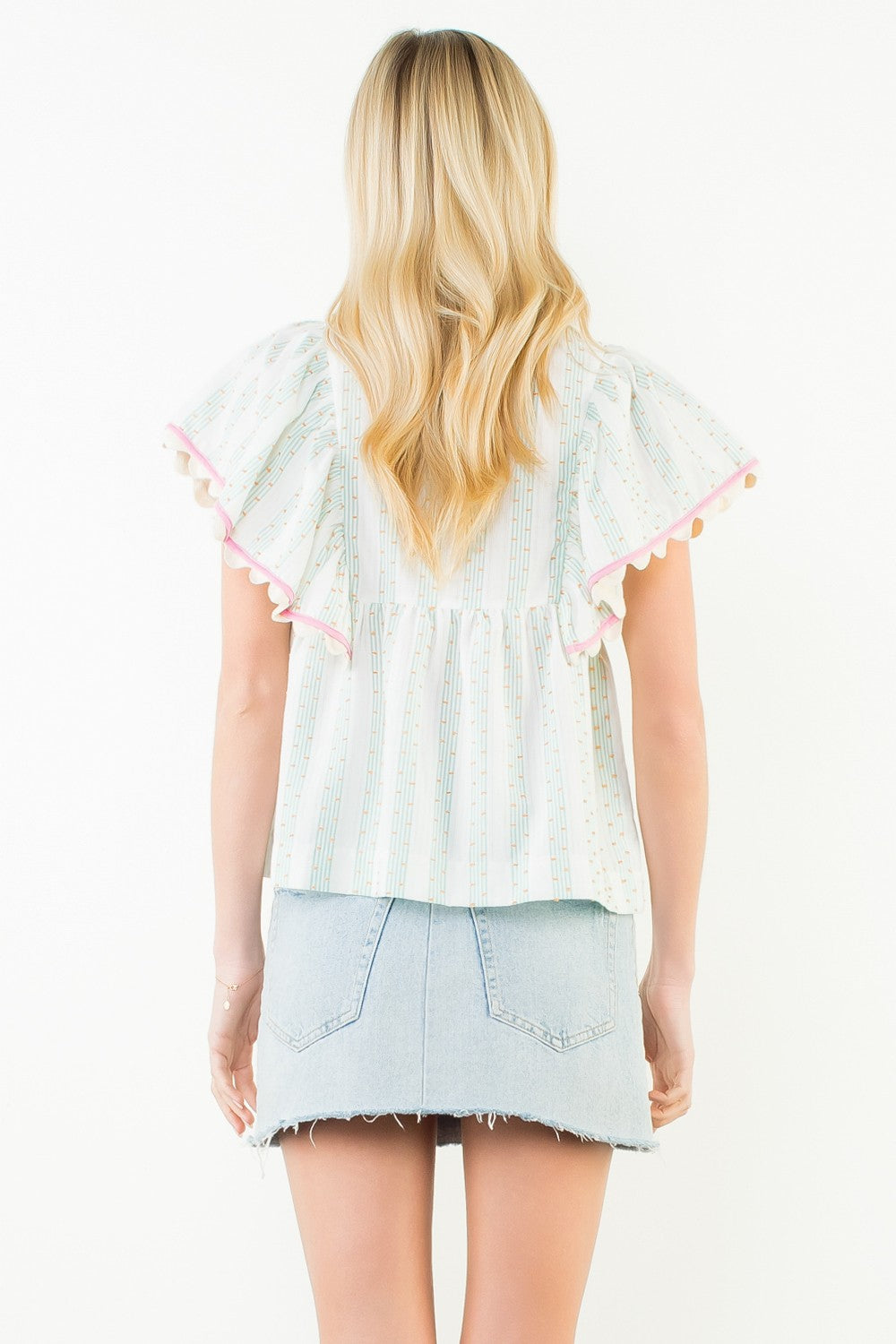 Flutter Sleeve Embroidered Top