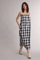 B&W Gingham Midi Dress