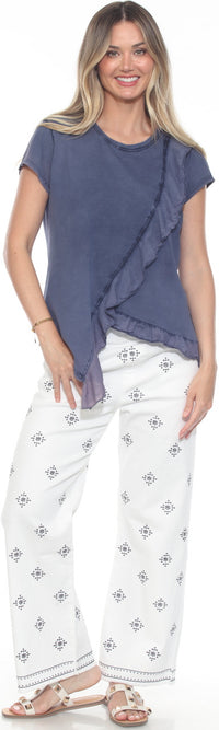 Embroidered Pull-On Pants