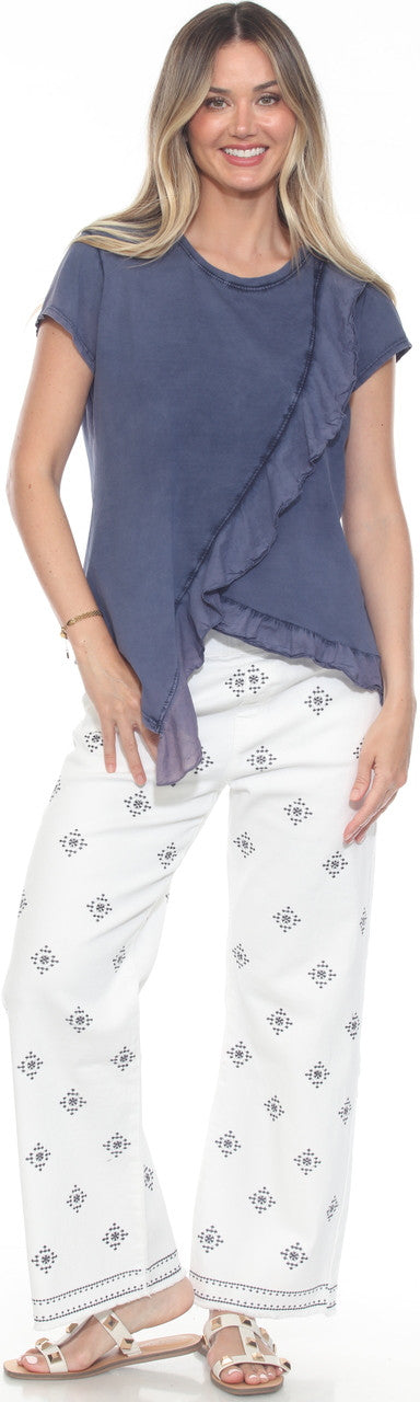 Embroidered Pull-On Pants
