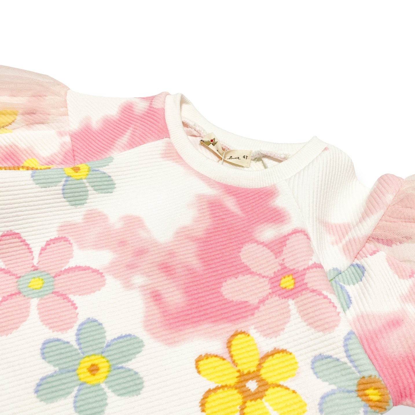 Mesh Sleeve Floral Cloud Dress