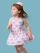 Patriotic Gingham Pleated Skirt Active Dress & Bike Short Set