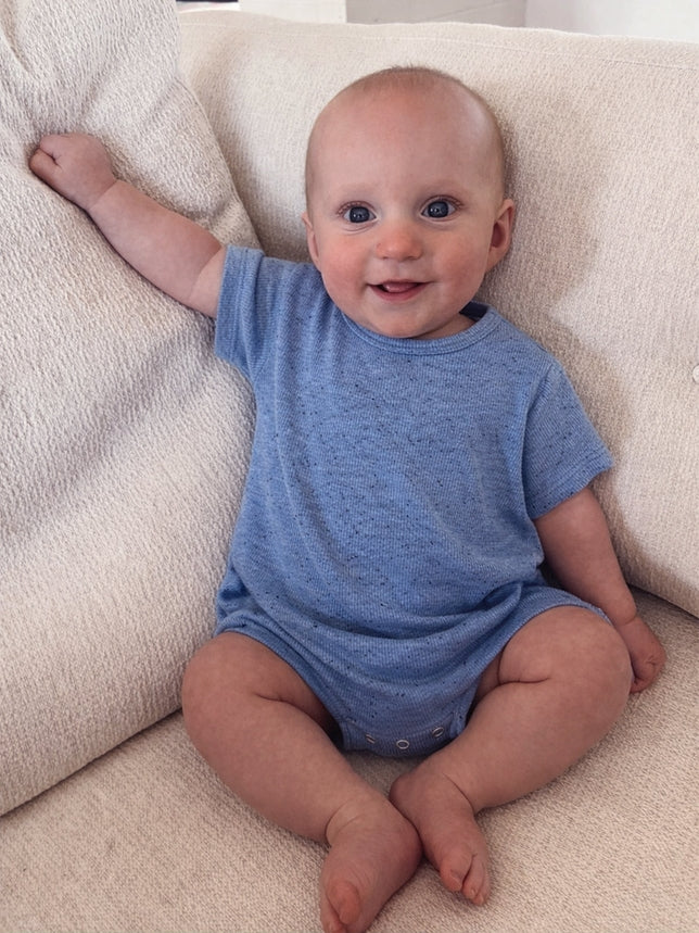 Blue Speckle Bubble Romper