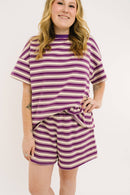 Women's Plum Stripe Slouchy Set