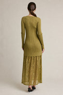 Rib Knit Lace Combo Maxi Dress
