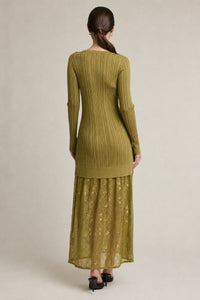 Rib Knit Lace Combo Maxi Dress