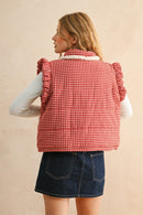 Sherpa Heart Pocket Gingham Vest
