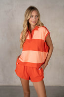 Striped Henley Top & Short Set
