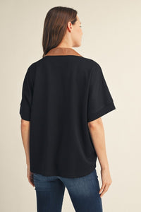 Faux Leather Accent Top