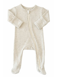 Cream Speckle Zipper Footie