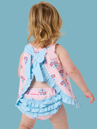 Patriotic Gingham Ruffle Swing Top & Bloomer Set