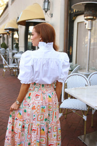 Fruit Basket Smock Waist Maxi Skirt