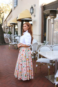 Fruit Basket Smock Waist Maxi Skirt