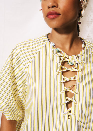Front-Tie Striped Top