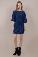 Boat Neck Denim Mini Dress
