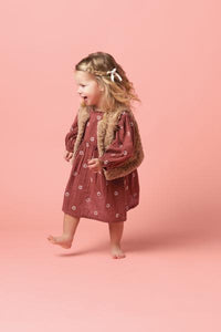 Embroidered Daisy Crinkle Dress