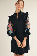 Velvet Embroidered Detail Dress