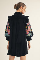 Velvet Embroidered Detail Dress