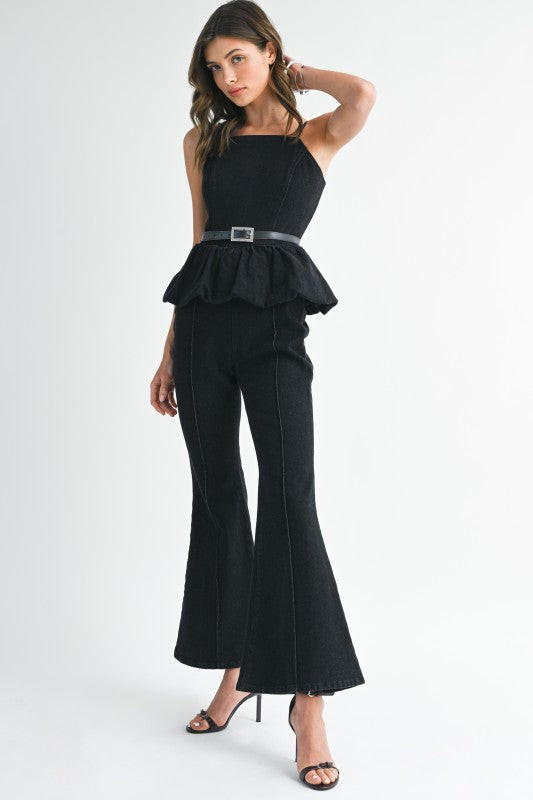 Denim Flare Jumpsuit