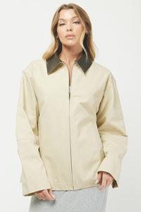 Leather Collar Barn Jacket