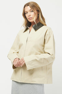 Leather Collar Barn Jacket