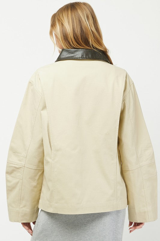 Leather Collar Barn Jacket