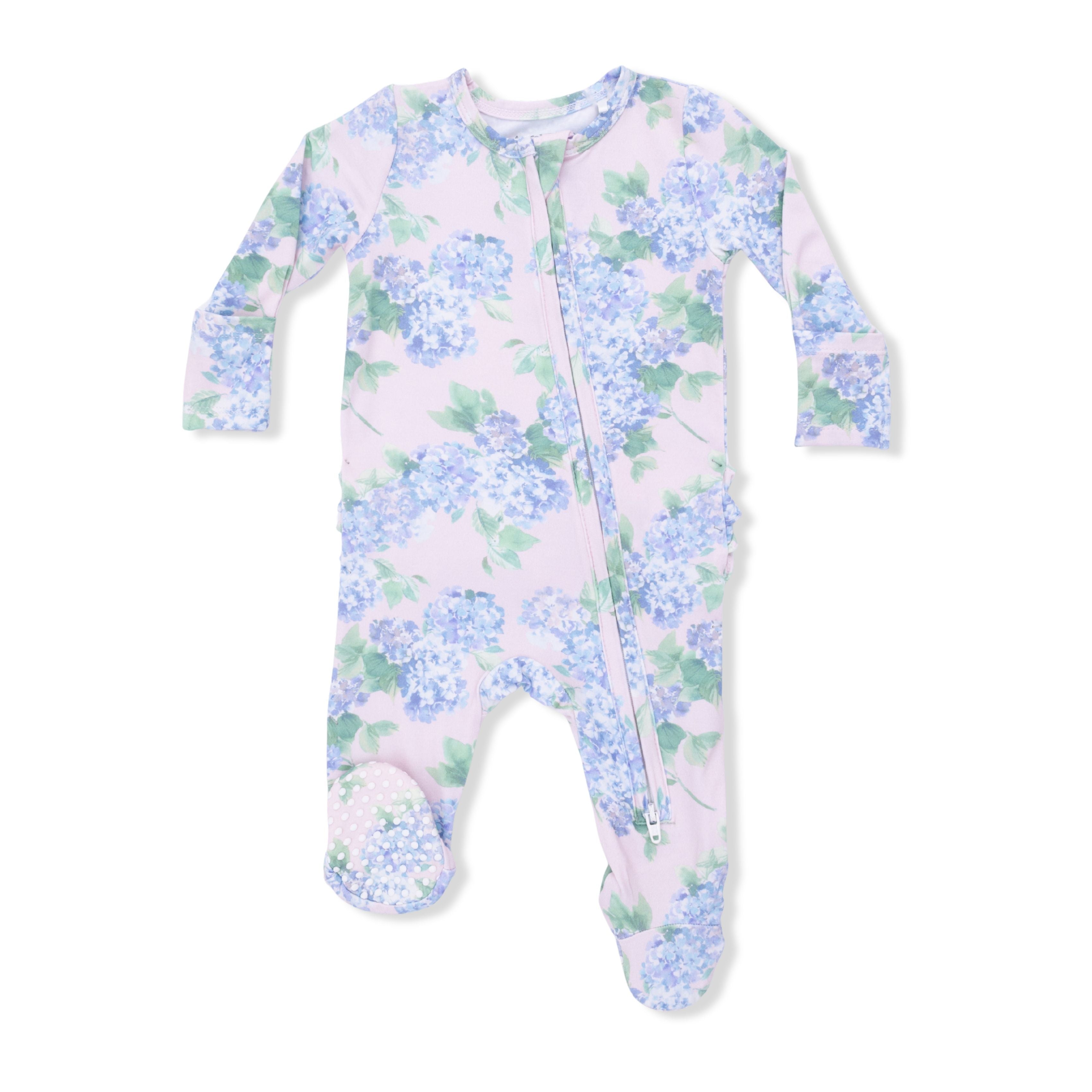 Hydrangeas Zipper Footie