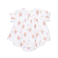 Teddy Bear Ballerina Smocked Ruffle Bubble Romper