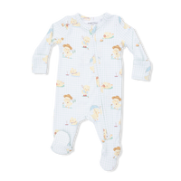 Green Vintage Spring Ducklings Zipper Footie