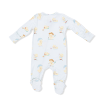 Green Vintage Spring Ducklings Zipper Footie