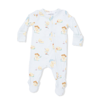 Green Vintage Spring Ducklings Zipper Footie
