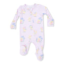 Pink Vintage Spring Duckling Zipper Footie