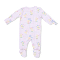 Pink Vintage Spring Duckling Zipper Footie