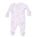 Pink Vintage Spring Duckling Zipper Footie
