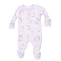 Pink Vintage Spring Duckling Zipper Footie